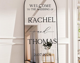 Bem-vindo ao decalque de espelho de selfie de casamento, adesivo de boas-vindas de casamento personalizado, decalque de espelho de casamento, placa de recepção, SOMENTE DECALQUE personalizado
