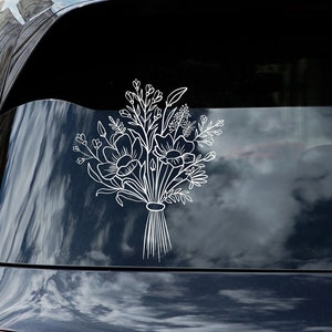 Sticker bouquet de fleurs sauvages, autocollant de bouquet de fleurs, sticker amoureux des plantes, bouquet floral pour ordinateur portable, voiture, fenêtre, gobelet, miroir, bidon d'eau