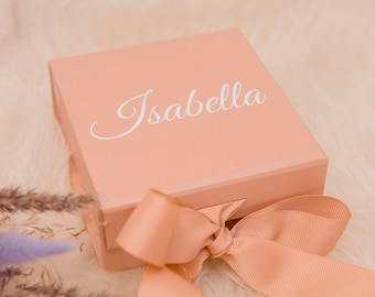Pequeña caja de regalo personalizada, regalo de propuesta de dama de honor, caja de regalo de boda, caja de regalo de cumpleaños, caja personalizada con nombre, pegatinas de nombre personalizado