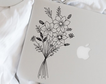 Wildflower Bouquet Decal, Flower Bouquet Sticker, Plant Lover Decal, Floral Bouquet for laptop, car, window, tumbler, mirror, water can