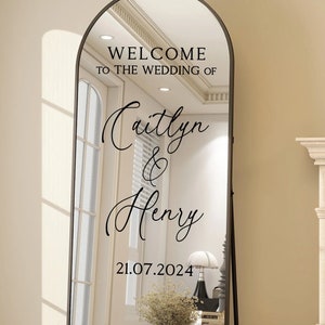 Welcome To The Wedding Selfie Mirror Decal, Custom Welcome Wedding Sticker, Wedding Mirror Decal, Reception Sign, Personalized DECAL ONLY