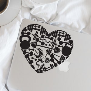 Gym decal, Barbell sticker for macbook, laptop, car, notebook, tablet, ipad