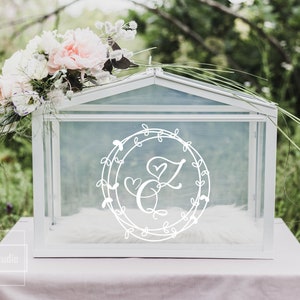 Corona personalizada deseando bien y calcomanía de caja de tarjetas, pegatina de letreros de boda, pegatina de pozo de deseos, calcomanía de caja de tarjetas