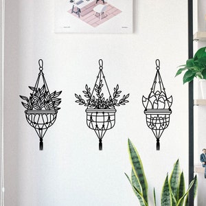 Hanging Plants and Succulents Decal, Plant Decal, Botanical decal, Potted House Plants Sticker, Plant Lover Decal for laptop, car, window