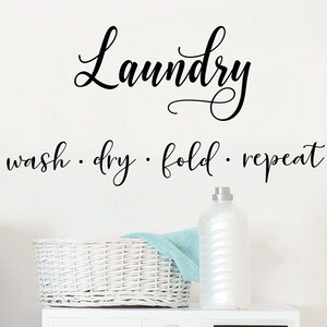 Wasserij Decal, Wash Dry Fold Repeat Decal, Wasserij Deur Decal, Wasruimte Decal, Wasruimte Decor, Boerderij decor, Housewarming gift