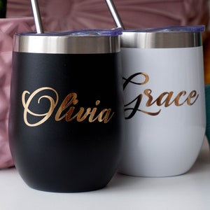 Decalcomania scatola regalo damigella d'onore, adesivo nome personalizzato, decalcomania nome personalizzato foglio, decalcomania nome personalizzato glitter, decalcomania bicchiere di vino, decalcomania Yeti