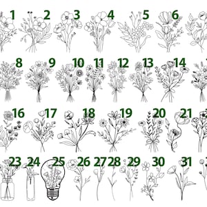 Wildblumen Blumenstrauß Aufkleber, Blumenstrauß Aufkleber, Pflanzenliebhaber Aufkleber, Blumenstrauß für Laptop, Auto, Fenster, Becher, Wasser kann