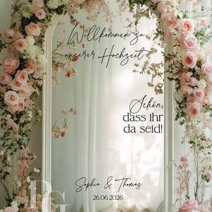 Personalized Wedding Mirror Decal | Willkommen zu unserer Hochzeit Sign | Custom Wedding Welcome Sticker | Wedding Selfie Mirror Vinyl
