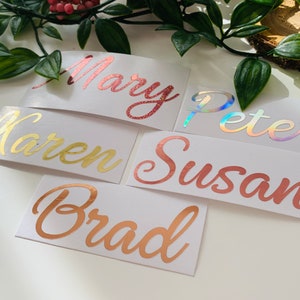 Custom Name Stickers, Personalized Name Decal, Foil Names Decals, Chrome Wedding Decal, Wedding Decals, Glitter names, Word Decal