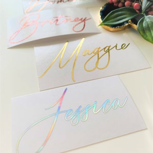 Pegatinas de nombre personalizadas, calcomanía de tarjetas de lugar, calcomanía de nombre personalizado, calcomanía de caja de regalo de dama de honor, calcomanías de boda, etiquetas de despensa, calcomanía de despensa