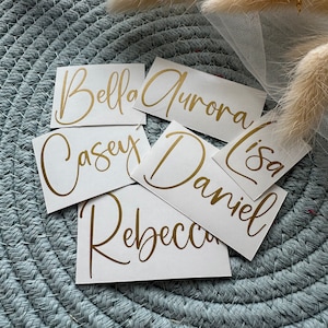 Pegatina de nombre personalizado, calcomanía de nombre personalizada para percha de madera, calcomanía de nombre personalizado, calcomanía de copa de vino, etiquetas de despensa, calcomanía de caja de regalo de dama de honor