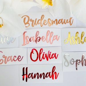 Benutzerdefinierte Namen Aufkleber, Folie Rose Gold Hochzeit Aufkleber, Folien Namen Aufkleber, Chrom Hochzeit Aufkleber, Regenbogen Brille Aufkleber, Glitzer Namen
