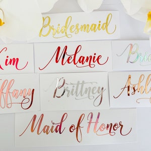 Personalisierte Namensaufkleber, Folie Rosegold Hochzeit Party Aufkleber, Folie Namen Aufkleber, Chrom Hochzeit Decal, Pantry Aufkleber, Pantry Etiketten