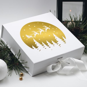 Christmas Gift Box, Merry Christmas Gift Box, Christmas Present Box, Xmas Gift Box, Christmas Eve Box, Christmas Deer and Santa Gift Box