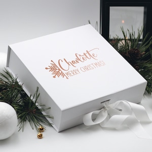 Custom Christmas Gift Box, Personalized Gift Box, Christmas Present Box, Xmas Gift Box, Christmas Eve Box, Snowflake Gitf Box, Winter Box