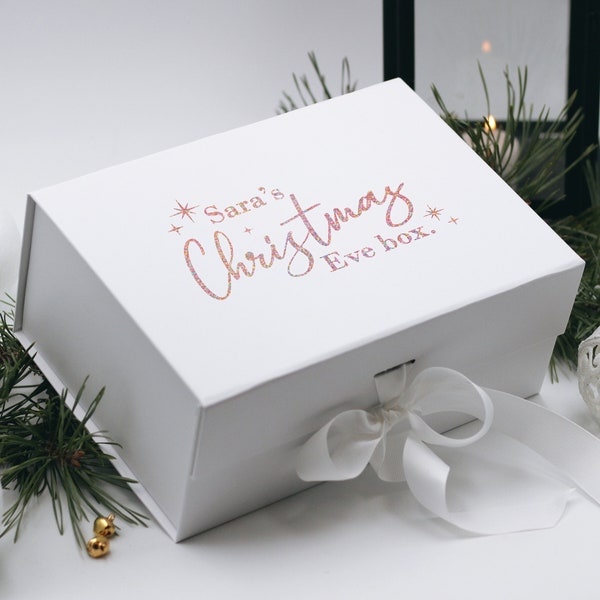 Personalized Christmas Eve Box, Custom Gift Box, Merry Christmas Present Box, Xmas Gift Box, Christmas Gift Box with Lid