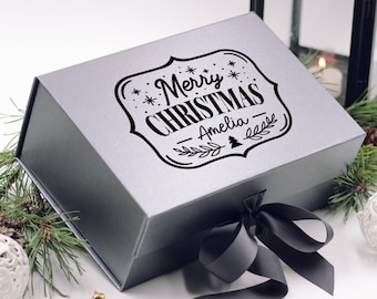 Custom Christmas Gift Box, Personalized Gift Box, Christmas Present Box, Xmas Gift Box, Christmas Eve Box, Merry Christmas Gift Box