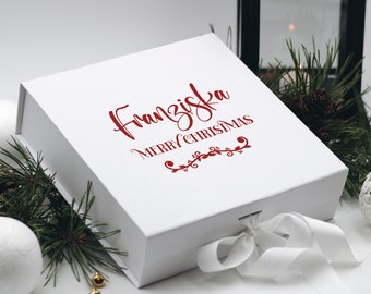 Custom Christmas Gift Box, Personalized Gift Box, Merry Christmas Present Box, Xmas Gift Box, Christmas Eve Box