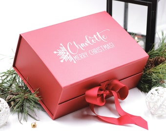 Custom Christmas Gift Box, Personalized Gift Box, Christmas Present Box, Xmas Gift Box, Christmas Eve Box, Snowflake Gitf Box, Winter Box