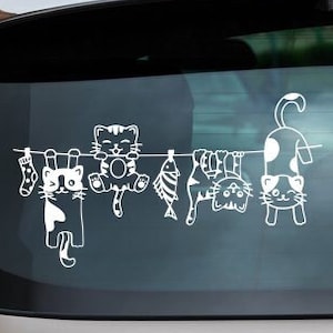 Hanging Cats decal, Playful Cats Decal for macbook, laptop, car, notebook, tablet