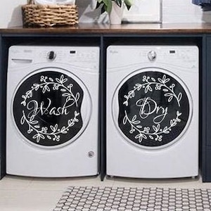 Wash and Dry decals - Set of 2 decals, Laundry Room Decals, Laundry Organizer, Washing machine Decal, Dryer machine Decal