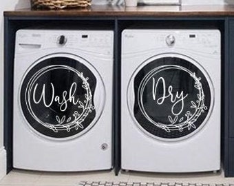Wash and Dry decals - Set of 2 decals, Laundry Room Decals, Laundry Organizer, Washing machine Decal, Dryer machine Decal