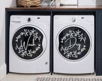 Wash and Dry decals - Set of 2 decals, Laundry Room Decals, Laundry Organizer, Washing machine Decal, Dryer machine Decal