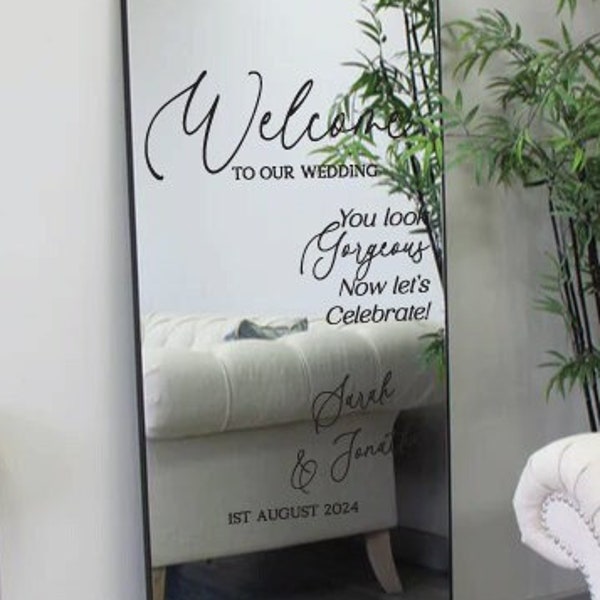 Welcome to Our Wedding Mirror Vinyl Decal, Custom Welcome Wedding Sticker, Wedding Mirror Decal, DIY Mirror or Sign, Personalized DECAL ONLY