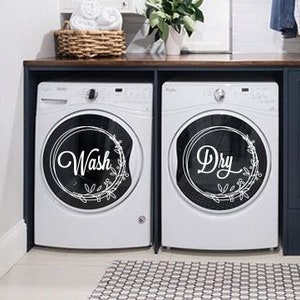 Wash and Dry decals - Set of 2 decals, Laundry Room Decals, Laundry Organizer, Washing machine Decal, Dryer machine Decal