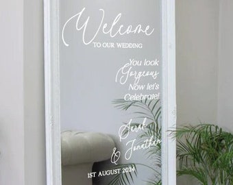Welcome to Our Wedding Mirror Vinyl Decal, Custom Welcome Wedding Sticker, Wedding Mirror Decal, DIY Mirror or Sign, Personalized DECAL ONLY