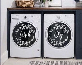 Wash and Dry decals - Set of 2 decals, Laundry Room Decals, Laundry Organizer, Washing machine Decal, Dryer machine Decal