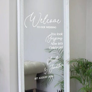 Welcome to Our Wedding Selfie Mirror Decal, Custom Welcome Wedding Sticker, Wedding Mirror Decal, Reception Sign, Personalized DECAL ONLY
