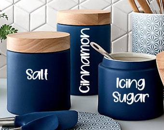 Decalcomanie canister, etichette canister, etichette jar, adesivo nome personalizzato, decalcomania della cucina, decalcomanie dell'organizzazione della cucina, adesivi da cucina personalizzati