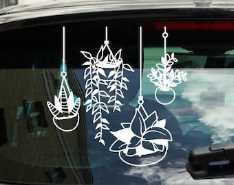 Hanging Plants and Succulents Decal, Plants Sticker, Botanical decal, Potted House Plants Sticker, Plant Lover Decal for laptop, car, window