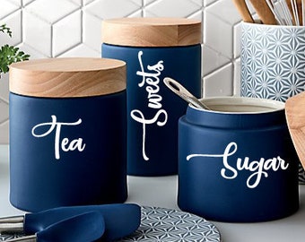 Canister Decals, Canister labels, Jar labels, Custom Name Sticker, Kitchen Decal, Kitchen Organization Decals, Personalized Kitchen Stickers