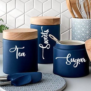 Canister Decals, Canister labels, Jar labels, Custom Name Sticker, Kitchen Decal, Kitchen Organization Decals, Personalized Kitchen Stickers