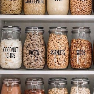 Calcomanías de bote, Etiquetas de bote, Etiquetas de jarra, Etiqueta de nombre personalizado, Calcomanía de cocina, Calcomanías de organización de cocina, Pegatinas de cocina personalizadas