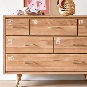 Stickers icônes pour petite chambre d'enfant, Stickers penderie, Stickers placard, Stickers tiroirs, Stickers chambre d'enfant en vinyle, Organisation de la chambre