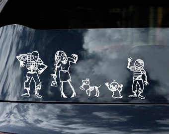 Stick Zombie Family Car Decal, Custom My Family Car Decal, Personalized Family Car Sticker, Choose Your Own Figures