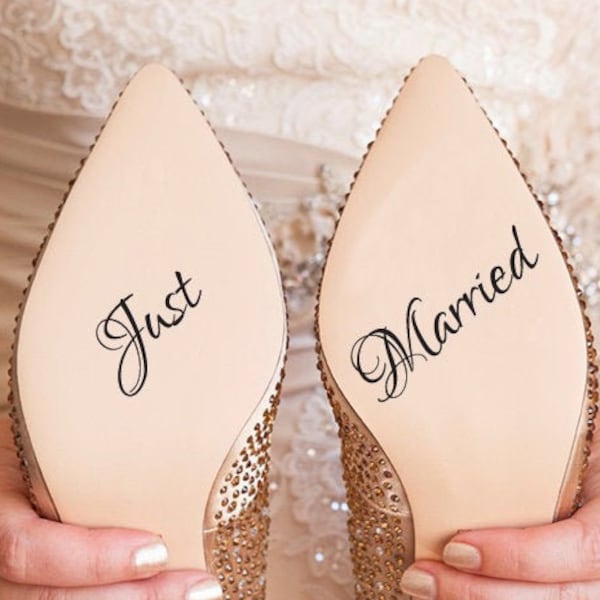 Just Married Wedding Shoes Decal, Wedding Shoes Sticker, Wedding Sticker, Wedding Shoes Decal, Wedding Day Accessories, Bride Shoes Decal