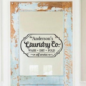 Aangepaste Wasserij Vinyl Decal, Wasserij Deur Decal, Wasruimte Decal, Wasruimte Decor, Boerderij decor, Housewarming cadeau