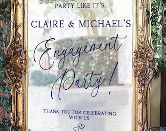 Engagement Party Mirror Decal, Custom Party Sticker, Personalised Welcome Mirror Vinyl Decal, DIY Mirror or Sign, Personalized DECAL ONLY