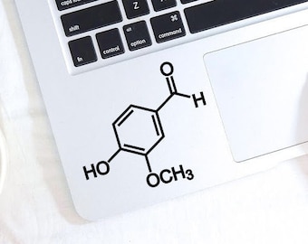 Vanillin Molecule decal, Vanilla Molecule sticker for macbook, laptop, car, notebook, tablet, ipad