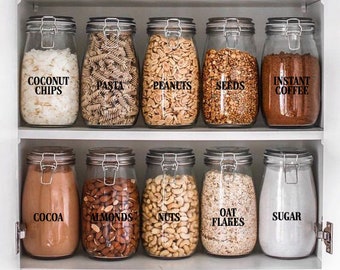 Decalcomanie canister, etichette canister, etichette jar, adesivo nome personalizzato, decalcomania della cucina, decalcomanie dell'organizzazione della cucina, adesivi da cucina personalizzati