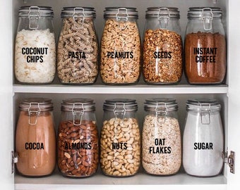 Decalcomanie canister, etichette canister, etichette jar, adesivo nome personalizzato, decalcomania della cucina, decalcomanie dell'organizzazione della cucina, adesivi da cucina personalizzati