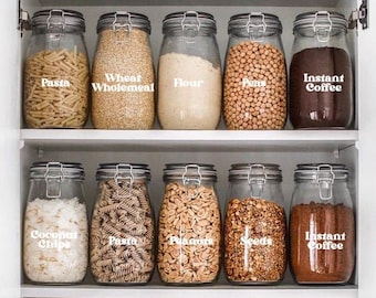 Decalcomanie canister, etichette canister, etichette jar, adesivo nome personalizzato, decalcomania della cucina, decalcomanie dell'organizzazione della cucina, adesivi da cucina personalizzati