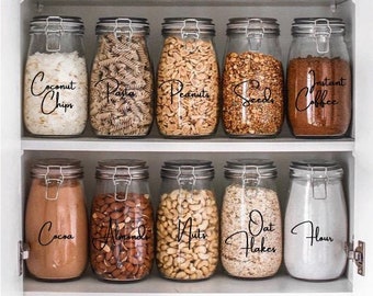Decalcomanie per contenitori, Etichette per contenitori, Etichette per barattoli, Adesivo con nome personalizzato, Decalcomania da cucina, Decalcomanie per organizzazione cucina, Adesivi da cucina personalizzati