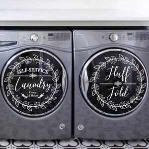 Wash and Dry decals - Set of 2 decals, Laundry Room Decals, Laundry Organizer, Washing machine Decal, Dryer machine Decal