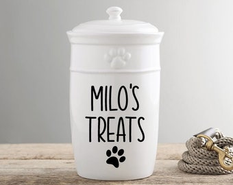 Calcomanía personalizada para el frasco de golosinas para perros, SOLO CALCOMANÍA, Calcomanía personalizada para el nombre de la mascota con pata, Calcomanía para el nombre del perro, Calcomanía para el nombre del gato, Calcomanía para el tazón para mascotas
