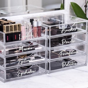 Pegatinas de organizador de maquillaje, pegatina de nombre personalizado, calcomanía de maquillaje, calcomanías de organización de maquillaje, pegatinas de maquillaje personalizadas, etiqueta de organizador